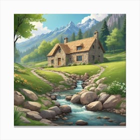 Cottage In The Mountains 4 Canvas Print