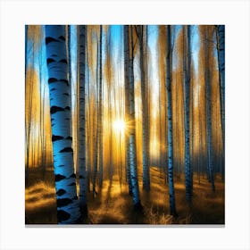 Birch Trees At Sunset 7 Canvas Print