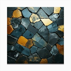 Black And Gold Stone Wall Canvas Print