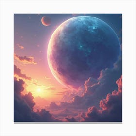 Titan In A Watercolor Sky, Clashing With Mystical, Colorful Energy 1 Canvas Print