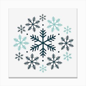 Snowflakes In Blue Blends Canvas Print