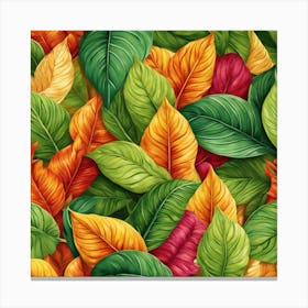 Seamless Tropical Leaves Pattern Canvas Print