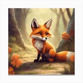 Fox In The Forest Canvas Print