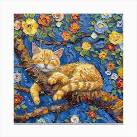 Orange Cat In A Tree Canvas Print