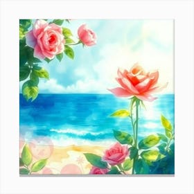 Roses On The Beach 18 Canvas Print