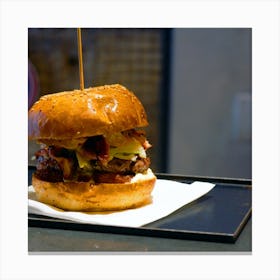 Burger Hanburger Cheeseburger Square Food Kitchen Photography Italy Italia Italian photo photography art travel Canvas Print