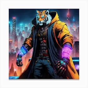 Cyberpunk Tiger In The City 1 1 Canvas Print
