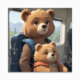 Bears Brothers On A Train Canvas Print