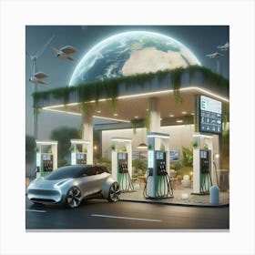 Electric Car Station Canvas Print