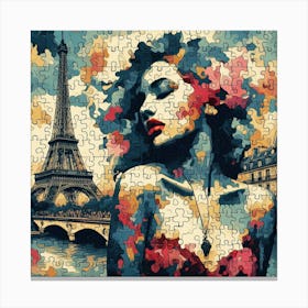 Abstract Puzzle Art French woman in Paris 6 Canvas Print