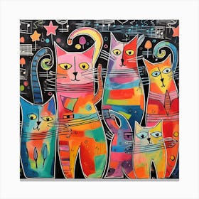 Cats And Music Canvas Print