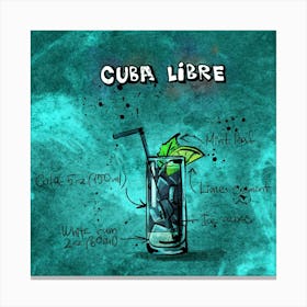 Cocktail Cuba Libre Alcohol Nature Party Recipe Drink Canvas Print
