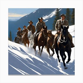 Cowboys In The Snow Canvas Print
