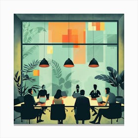 People At A Meeting Canvas Print