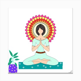 Yoga Meditating Woman Canvas Print
