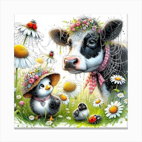 Cute Ink Spattered Animals 1 Stampe su tela