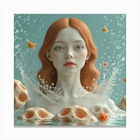 Girl In Water Canvas Print