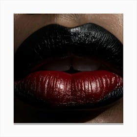 Close Up Of Sealed Black Lips Conveying A Bold And Mysterious Aura Surrounded By An Enigmatic Dark Canvas Print