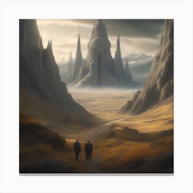 Two People Walking Through A Desert Canvas Print