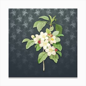 Vintage Apple Blossom Botanical on Slate Gray Pattern Canvas Print