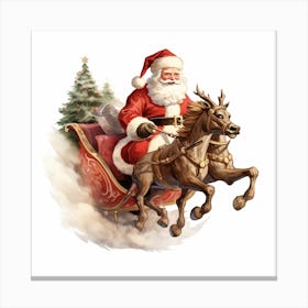 Santa Claus In Sleigh Canvas Print