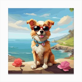 Dog On The Beach Canvas Print