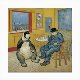 Panda At The Cafeteria Canvas Print