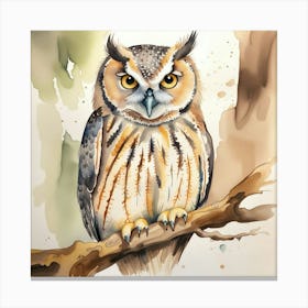 Owl Watercolour Canvas Print