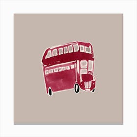 Red Double Decker Bus panting minimal cartoon style watercolor london art britain symbol print Canvas Print