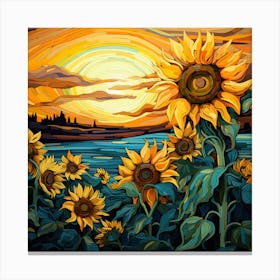 Sun Flower Sun Set Canvas Print