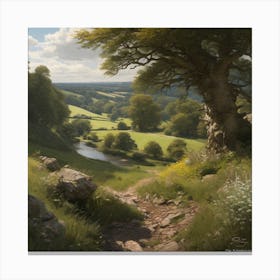 Tree In A Valley 1 Canvas Print