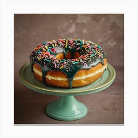 Donut On A Cake Stand Canvas Print