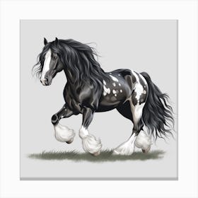Monochrome Gypsy Vanner Horse Canvas Print