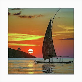 Sunset Sailboat Canvas Print