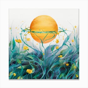 Sunflowers And Grass Canvas Print