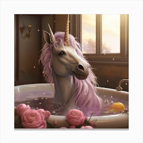 Pink Unicorn Bath Canvas Print