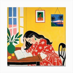 Woman Reading A Book 25 Canvas Print