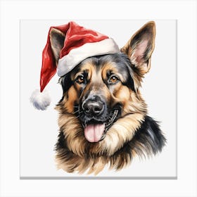 German Shepherd Santa Hat 4 Canvas Print