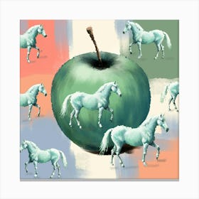 Green Apple With Horses Leinwandbild