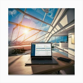 Laptop On A Desk 2 Canvas Print