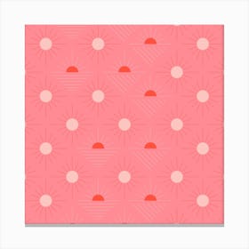 Geometric Pattern With Light Pink And Orange Sunshine On Pink Square Canvas Print