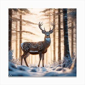 Deer In The Woods 30 Canvas Print