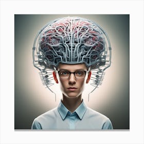 Brain On A Woman'S Head Canvas Print