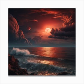 Moon Over The Ocean Canvas Print