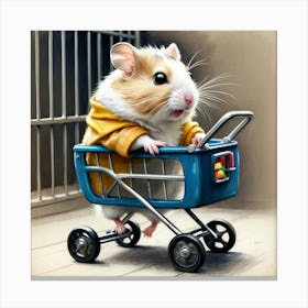 Hamster In A Shopping Cart 8 Canvas Print