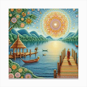 Pier By The Lake Canvas Print