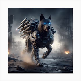 Armored Military Dog in an Apocalyptic World Canvas Print