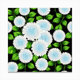 Chrysanthemums On Black Background 1 Canvas Print