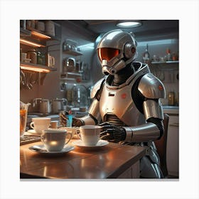 Robot In The Kitchen Canvas Print