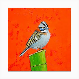 Sparrow On Bamboo Canvas Print